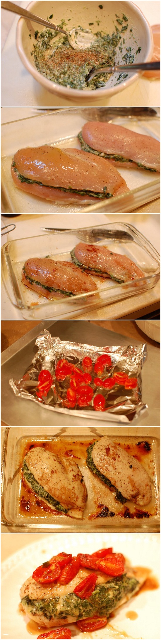 Spinach Stuffed Chicken with Blistered Tomatoes